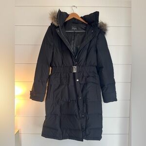 Sean John Women’s XL Long Down Puffer Jacket with Fur Hood Black